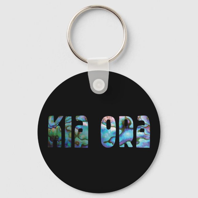KIA ORA KIWI GREETING PAUA KEY RING (Front)