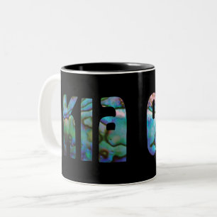 KIA ORA KIWI GREETING PAUA Two-Tone COFFEE MUG