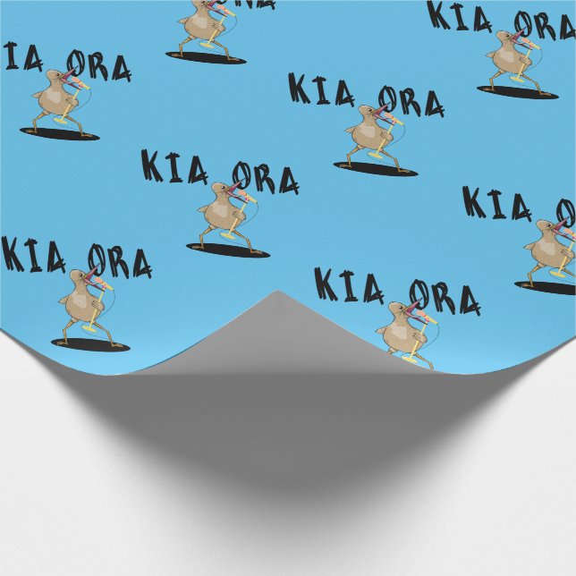 Kia ora Kiwi Te Reo Greeting  Wrapping Paper (Corner)