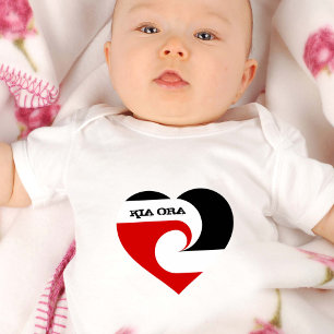 Kia Ora & Maori Flag, New Zealand /Sports, rugby Baby Bodysuit