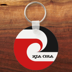 Kia Ora & Maori Flag, New Zealand / Sports, rugby Key Ring