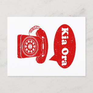 Kia Ora Te Reo Maori Language Retro Telephone Postcard