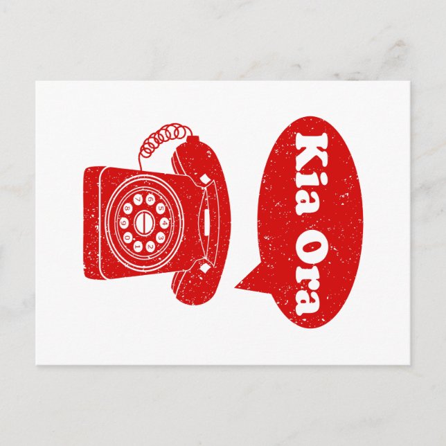 Kia Ora Te Reo Maori Language Retro Telephone Postcard (Front)