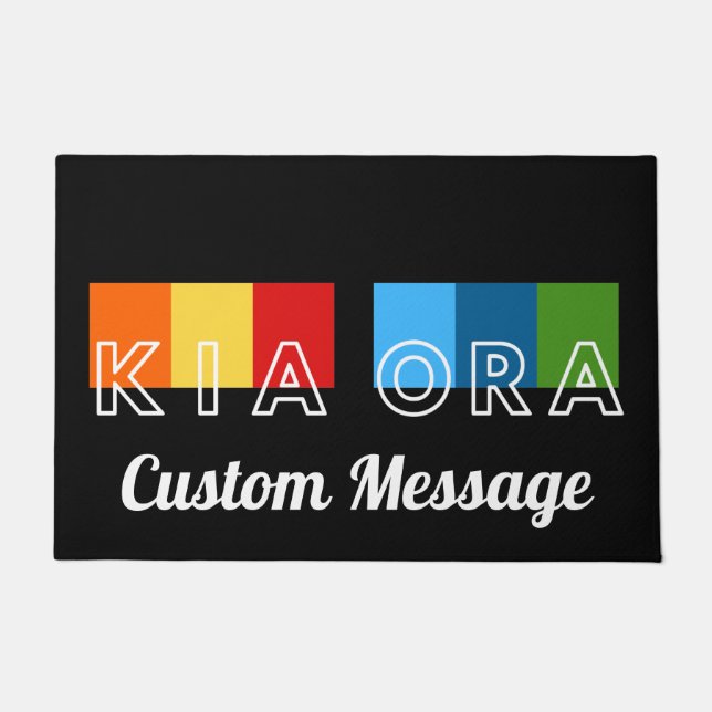 Kia Ora, Welcome, NZ Māori language, Custom Text Doormat (Front)
