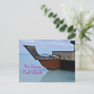 Kia Orana Polynesian Beach and Vaka Postcard