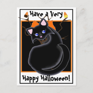 Kiara Toon Kitty Black Cat With Tree Postcard