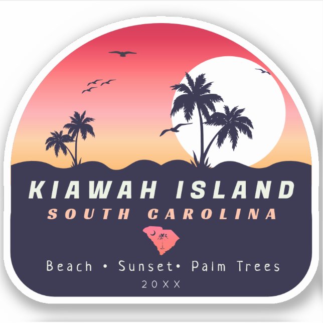 Kiawah Island Pier SC Retro Sunset Souvenirs 60s (Front)