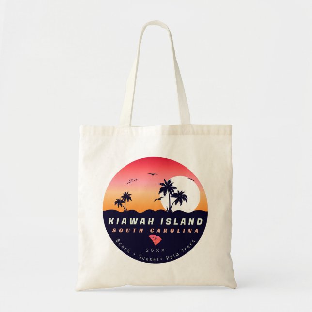 Kiawah Island Pier SC Retro Sunset Souvenirs 60s Tote Bag (Front)