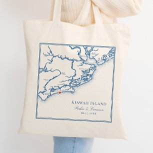 Kiawah Island SC Navy Blue Wedding Favour Welcome Tote Bag