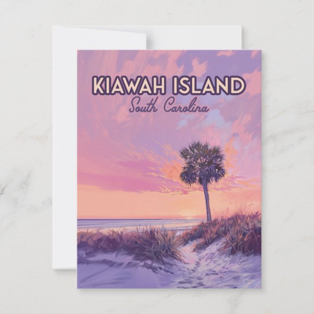 Kiawah Island South Carolina Beach Palm Tree Card (Front)