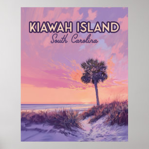 Kiawah Island South Carolina Beach Palm Tree Poster