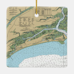 Kiawah Island South Carolina Chart Ceramic Ornament