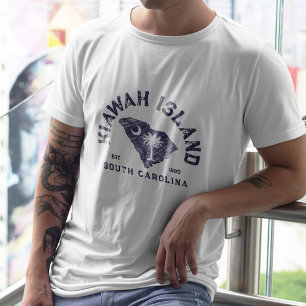 Kiawah Island South Carolina Navy Map Flag T-Shirt