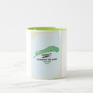 Kiawah Island South Carolina USA map Two-Tone Coffee Mug