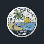 Kiawah Island South Carolina Vintage 6 Cm Round Badge<br><div class="desc">Kiawah Island Beach hand drawn illustration with mountains and ocean waves in the background. Perfect for anyone who loves to visit Kiawah Island Beach.</div>
