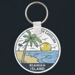 Kiawah Island South Carolina Vintage Key Ring<br><div class="desc">Kiawah Island Beach hand drawn illustration with mountains and ocean waves in the background. Perfect for anyone who loves to visit Kiawah Island Beach.</div>