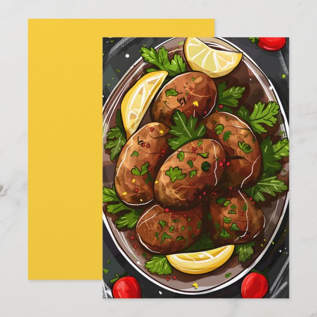 Kibbeh Mediterranean Delight Arabic Food كبة Invitation (Front/Back)