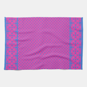 Kichen Towel, Magenta: Bright Blue Dots Tea Towel