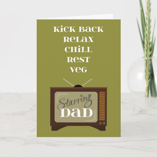 Kick Back Relax for Dad on Father's Day Retro TV Card (Front)