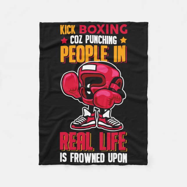 Kick Boxing Punching People Frowned Upon  Fleece Blanket (Front)