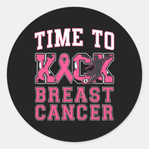 Kick Breast Cancer Awareness Soccer Pink Ribbon Bo Classic Round Sticker