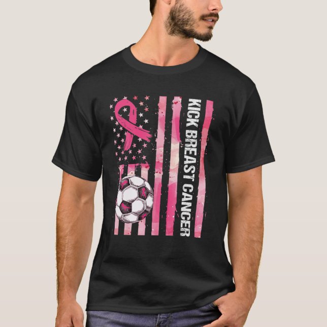 Kick Breast Cancer Awareness Soccer Pink Ribbon Su T-Shirt (Front)