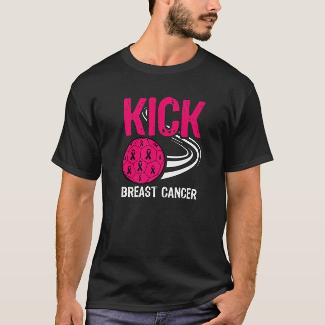 Kick Breast Cancer Awareness Soccer Player T-Shirt (Front)
