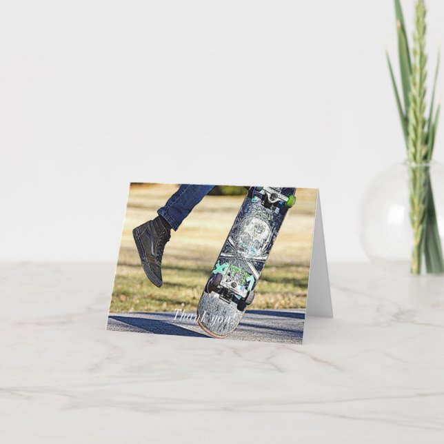Kick Flip It Painterly Thank You Card (Front)