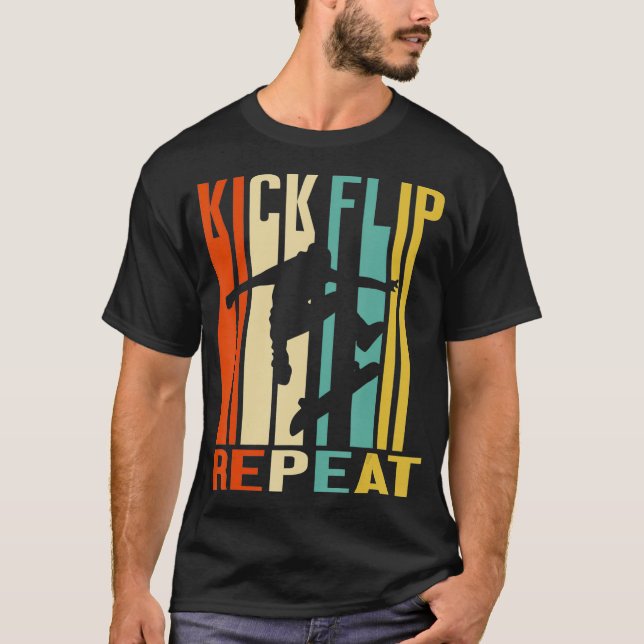 Kick Flip Repeat Vintage Skate T-Shirt (Front)