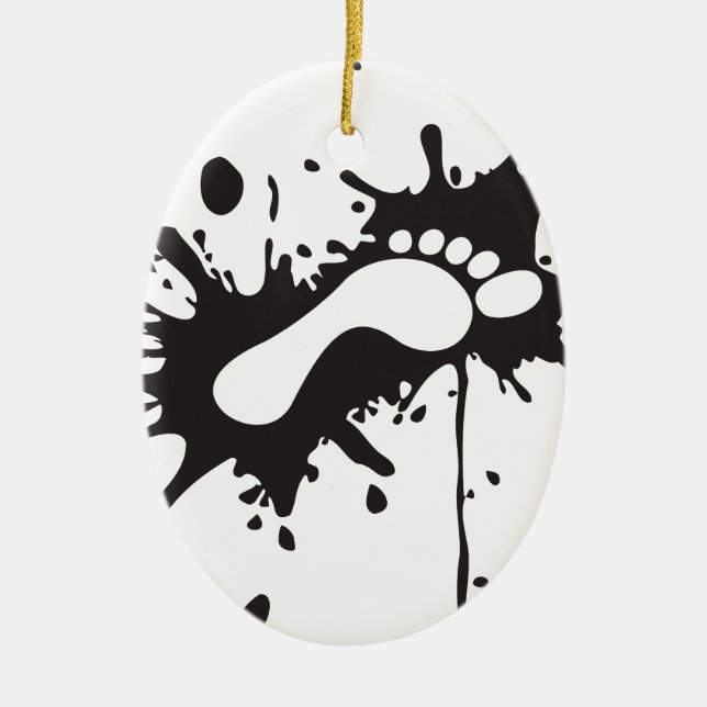 kick - foot print in messy blot ceramic tree decoration (Front)