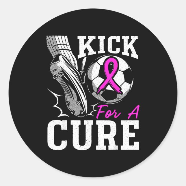 Kick For A Breast Cancer Awareness Nk Ribbon Socce Classic Round Sticker (Front)