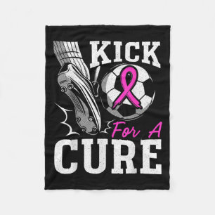 Kick For A Breast Cancer Awareness Nk Ribbon Socce Fleece Blanket