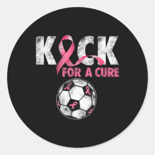 Kick For A Cure Breast Cancer Awareness Pink Ribbo Classic Round Sticker