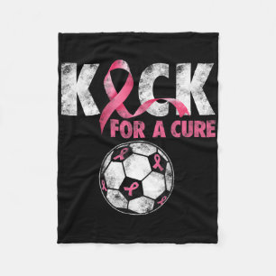 Kick For A Cure Breast Cancer Awareness Pink Ribbo Fleece Blanket