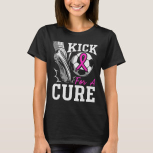 Kick For A Cure Breast Cancer Awareness Pink Ribbo T-Shirt