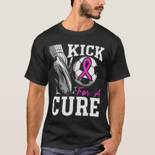 Kick For A Cure Breast Cancer Awareness Pink Ribbo T-Shirt