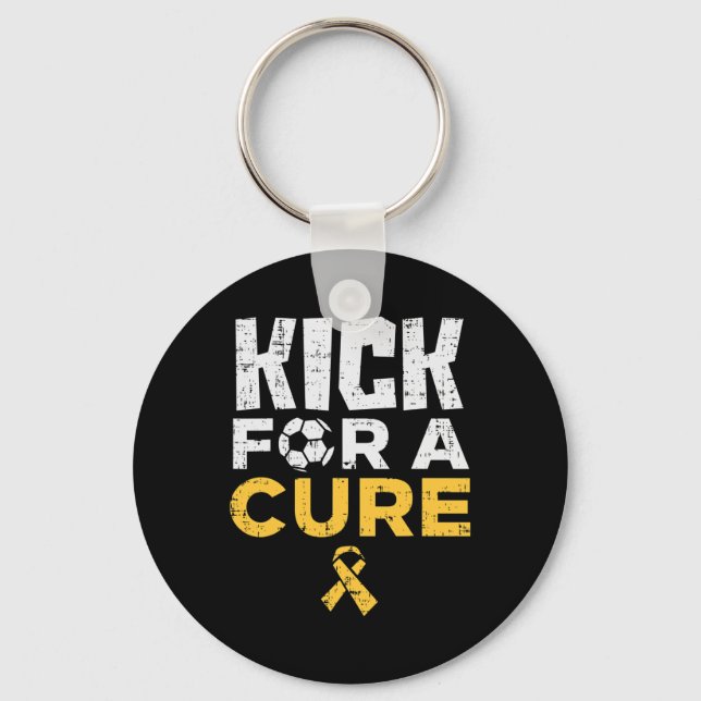 Kick For A Cure Soccer Childhood Cancer Awareness  Key Ring (Front)