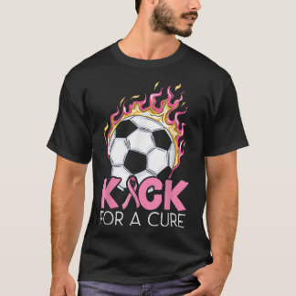 Kick For A Cure Soccer Player Breast Cancer Awaren T-Shirt