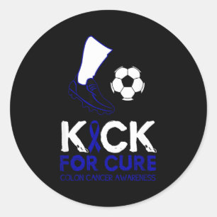 Kick for soccer ball design colon cancer awareness classic round sticker