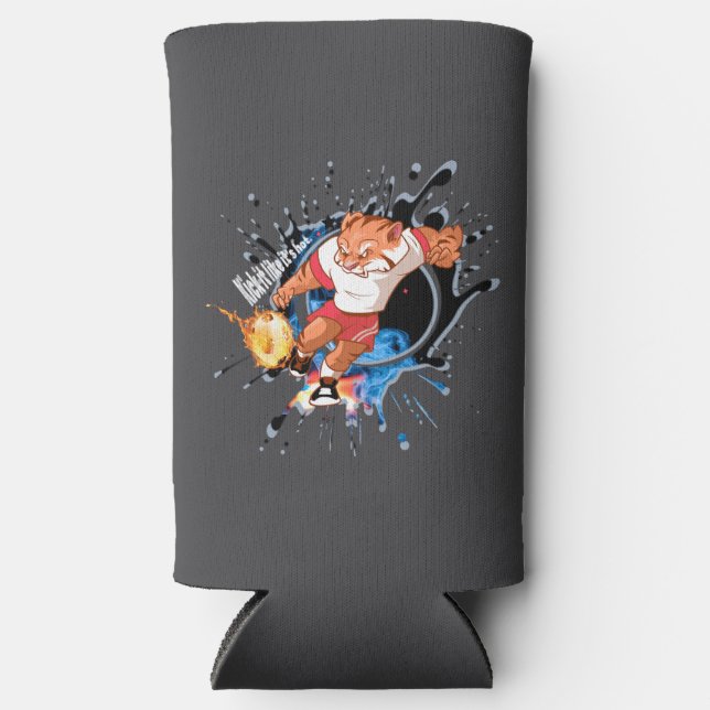 Kick it like it’s hot. cartoon soccer seltzer can cooler (Front)