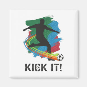 Kick It Soccer Player Silhouette Graphic Tee For F Magnet