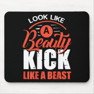 Kick Like A Beast, Kickboxing T Shirt, Kickboxer S Mouse Mat