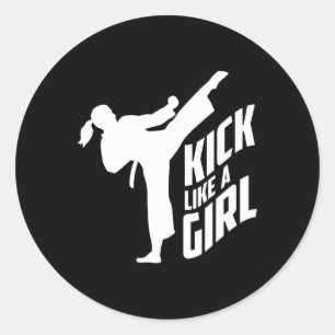 Kick Like A Girl-karate Kickboxing Girl Classic Round Sticker