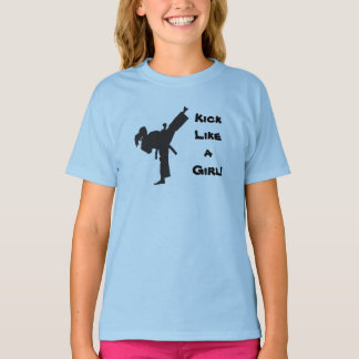 Kick Like a Girl Martial Arts Tae Kwon Do Ponytail T-Shirt