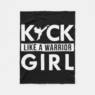 Kick Like A Warrior Girl Karate Taekwondo Fleece Blanket