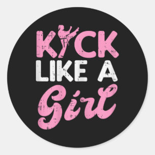 Kick Like Girl Karate Taekwondo Kung Fu Martial Ar Classic Round Sticker