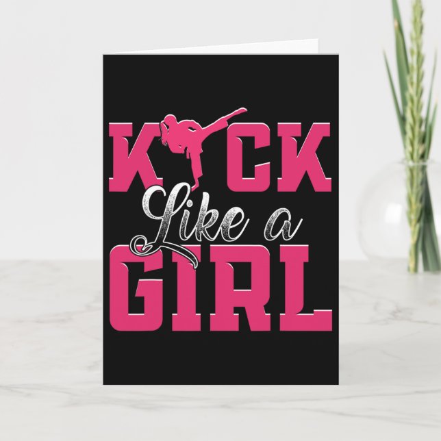 Kick Like Girl Karate Taekwondo Martial Arts  Card (Front)