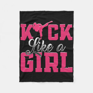Kick Like Girl Karate Taekwondo Martial Arts Fleece Blanket