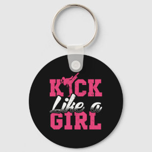 Kick Like Girl Karate Taekwondo Martial Arts Gift Key Ring