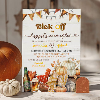 Kick Off Pumpkin Footballs Couples Shower Invitation